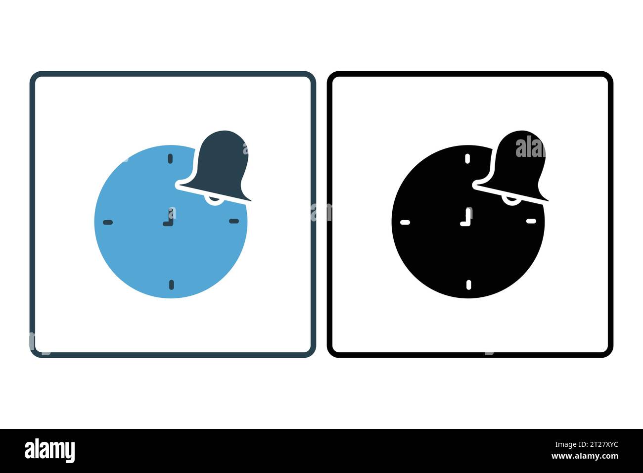Notification icon. clock with bell. icon related to warning, notification. suitable for web site, app, user interfaces, printable etc. Solid icon styl Stock Vector