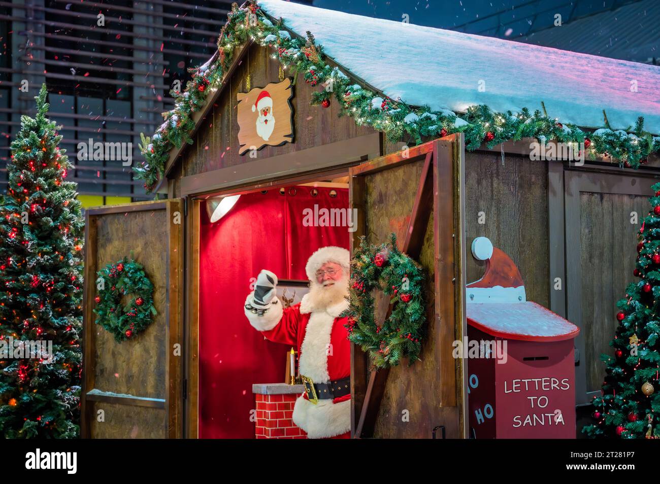 Waving Santa Claus at Christmas Market, Lansdowne Park, Ottawa, Ontario