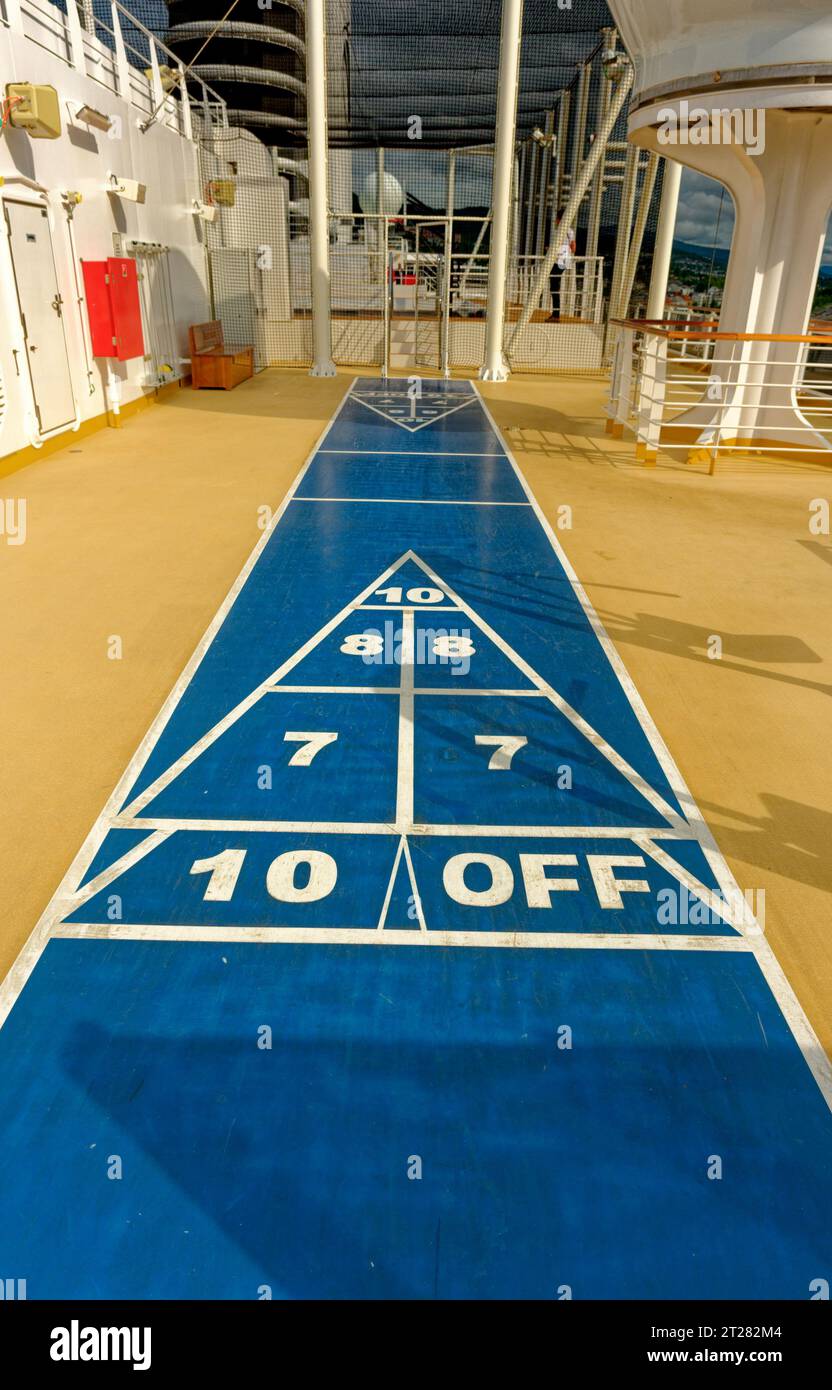 Blue Shuffleboard Court on Cruise Ship Stock Photo Alamy