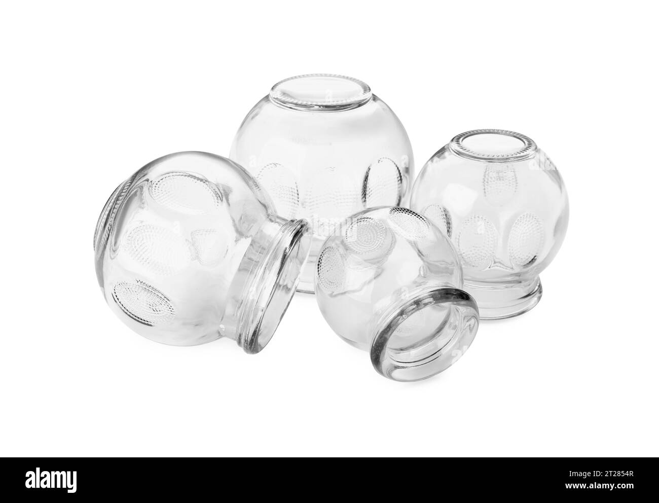 Many glass cups isolated on white. Cupping therapy Stock Photo Alamy