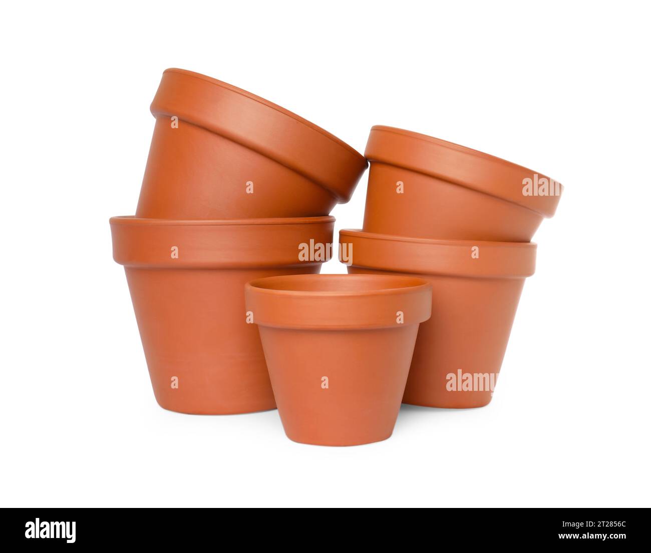 Empty clay flower pots isolated on white Stock Photo - Alamy