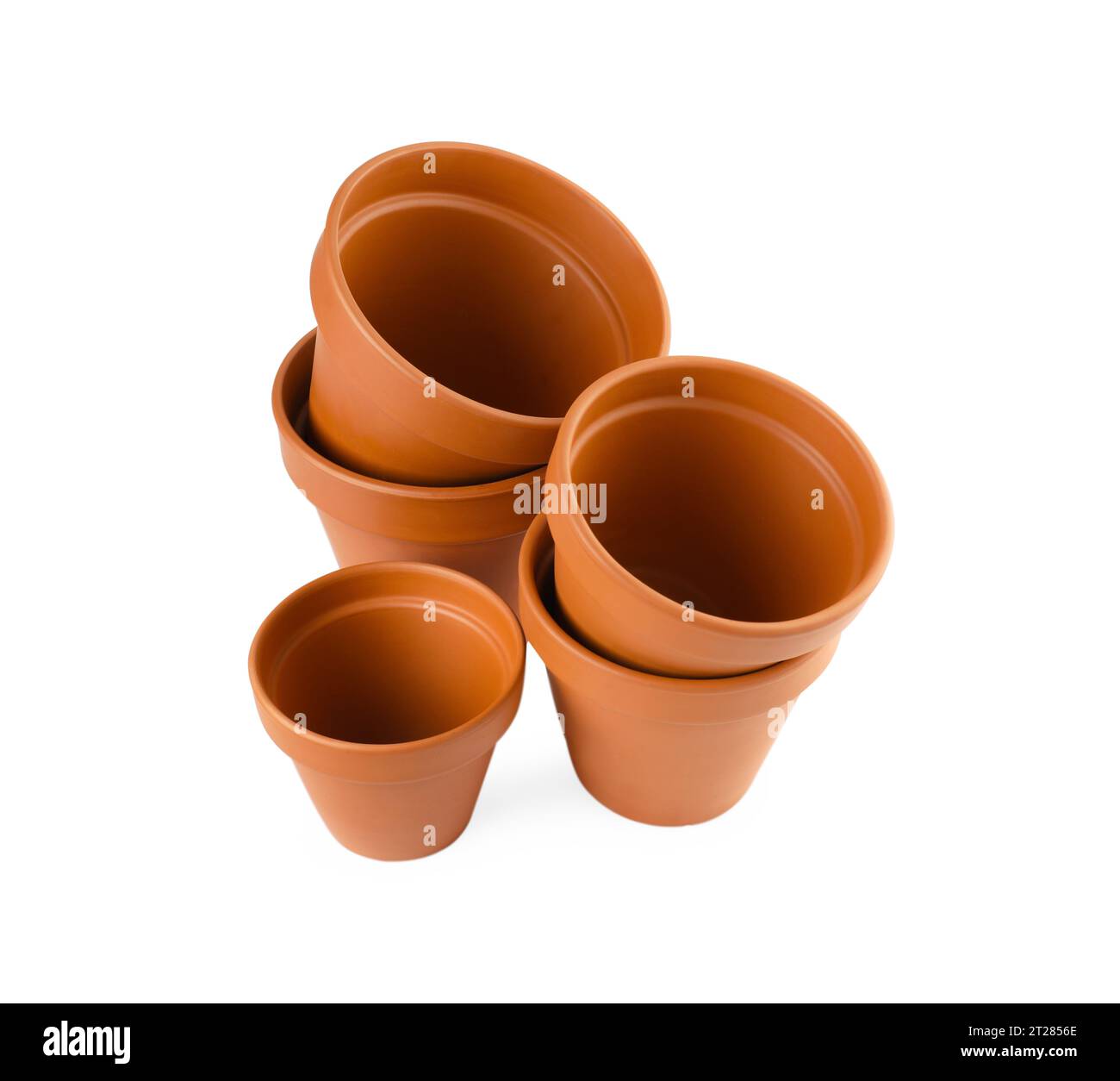 Empty clay flower pots isolated on white Stock Photo - Alamy
