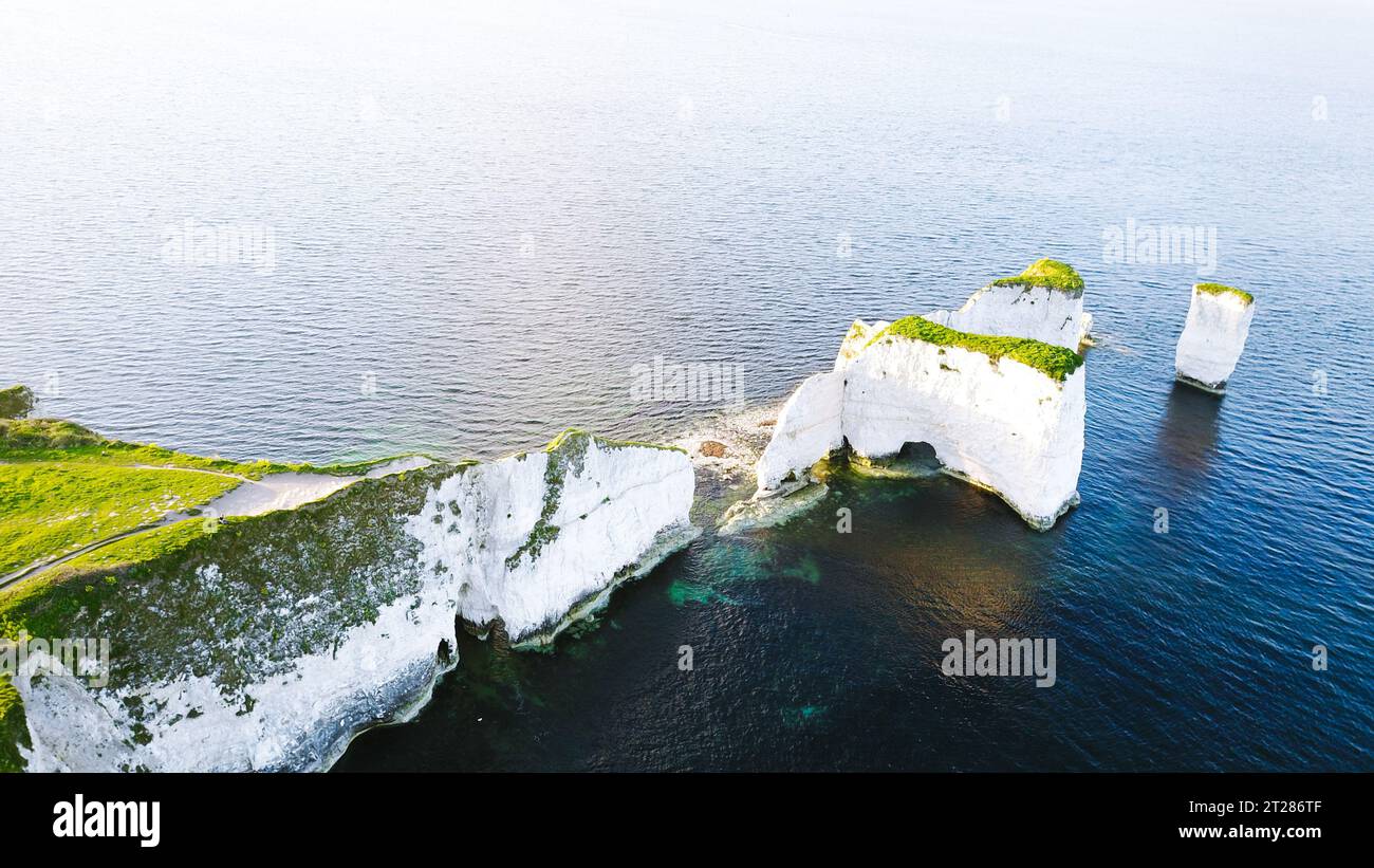Old harry's rocks aerial hi-res stock photography and images - Alamy