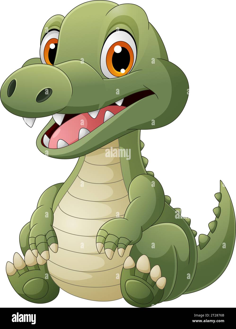 Cartoon funny crocodile sitting on white background Stock Vector