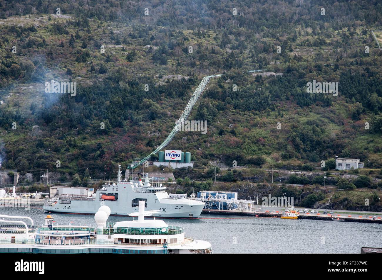 View of Irving Oil tanks and port from The Rooms in St. John's