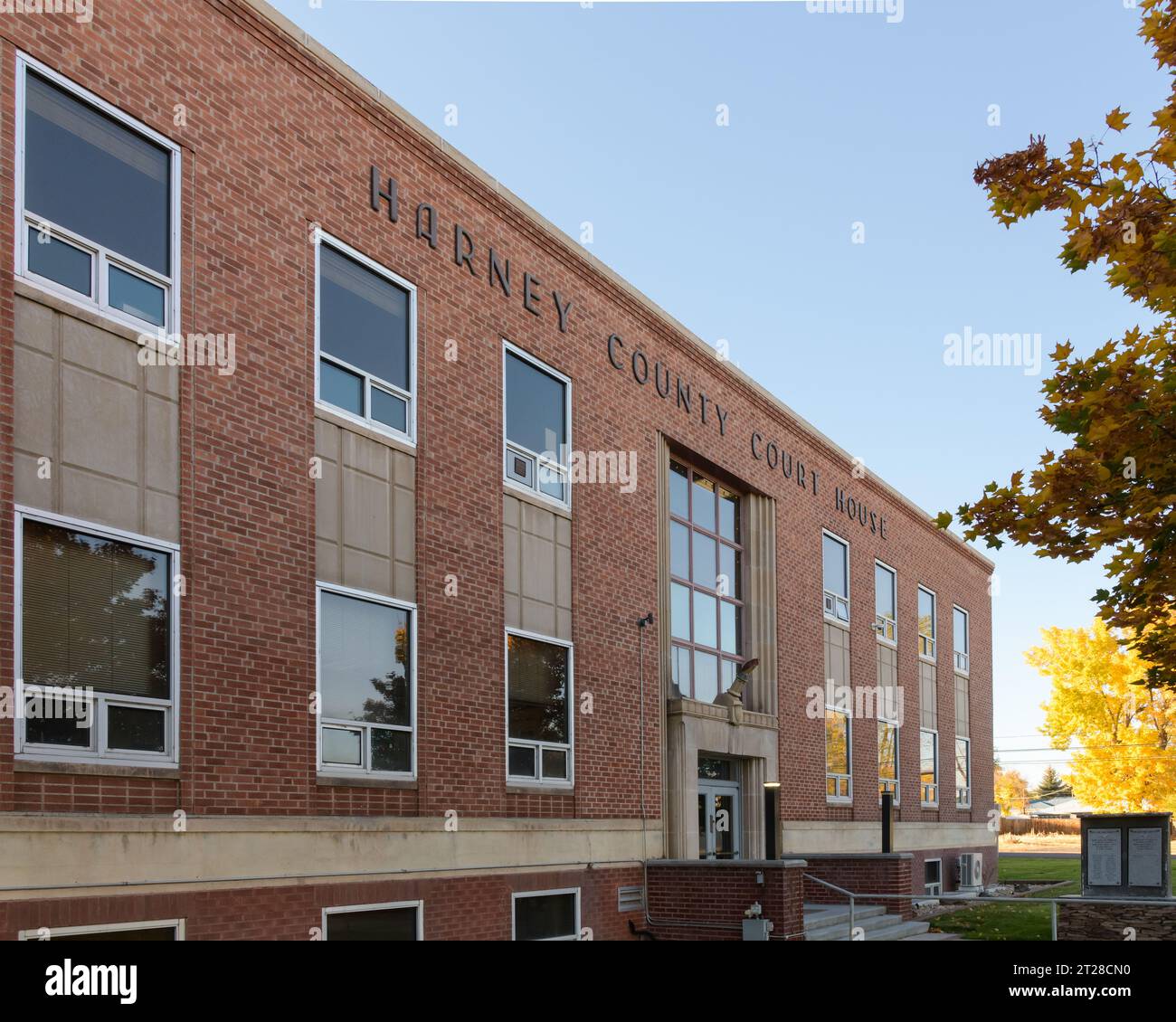 Burns, OR, USA - October 12, 2023; Harney County Court House brick public building in Burns Oregon Stock Photo