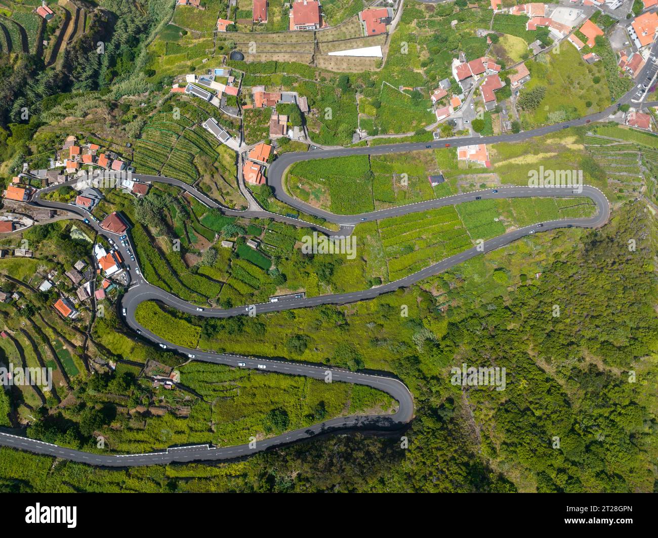 Aerial view of Porto Moniz with volcanic lava swimming pools,Madeira ...