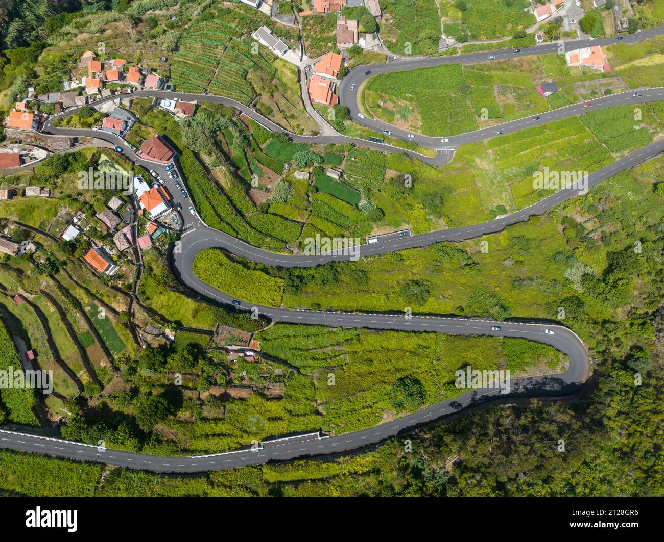 Aerial view of Porto Moniz with volcanic lava swimming pools,Madeira ...