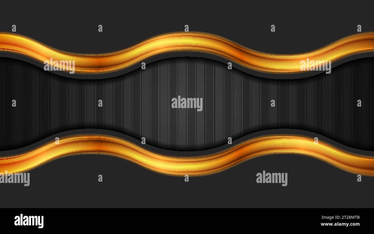 Black and bronze abstract waves corporate geometric background. Vector design Stock Vector