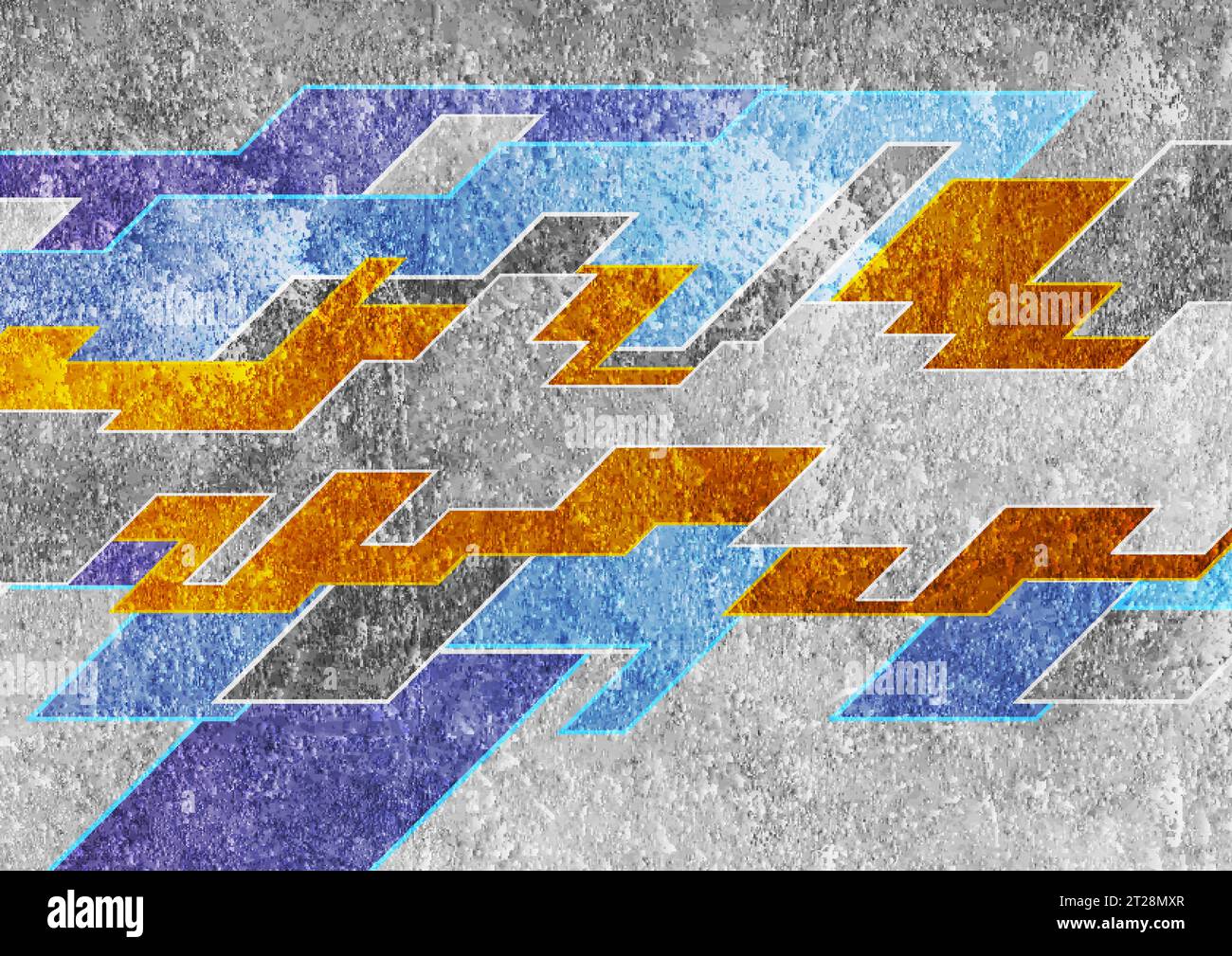 Colorful and grey grunge abstract geometric tech vector background Stock Vector