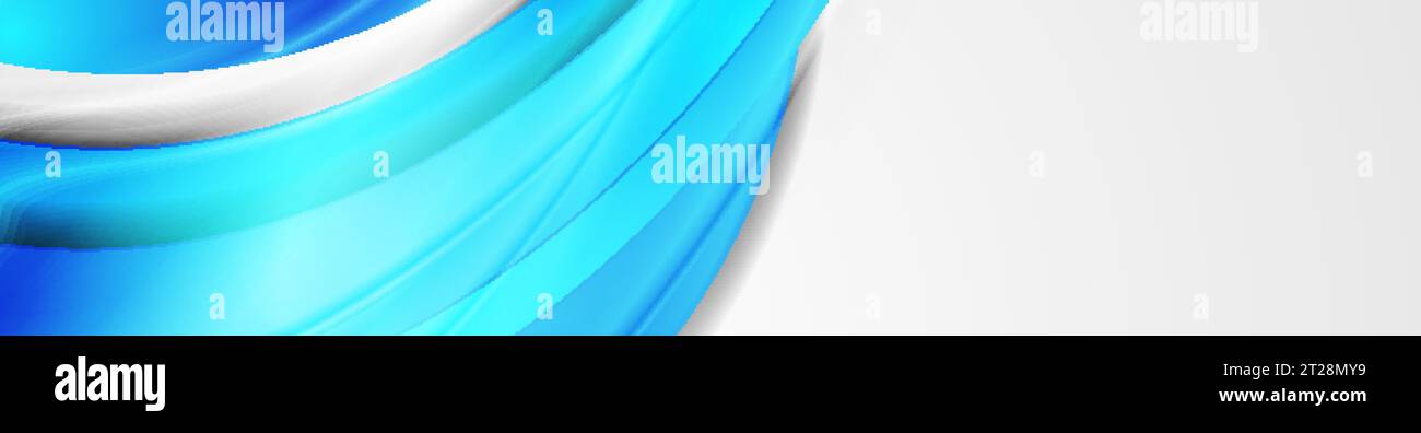 Bright blue shiny glossy waves abstract background. Vector banner design Stock Vector