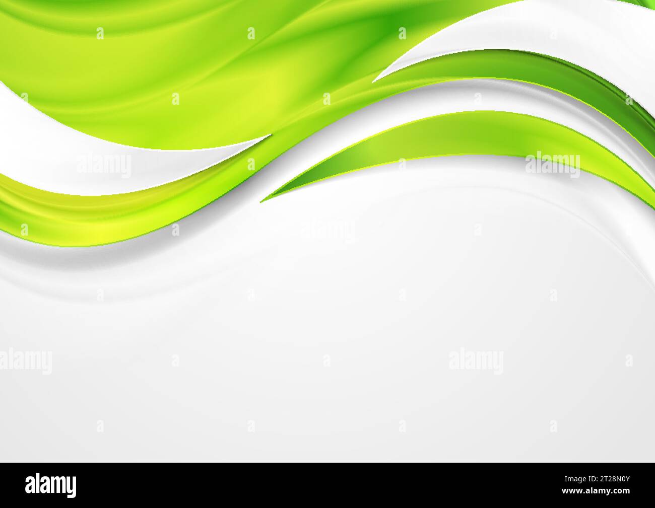 Bright green shiny glossy waves abstract background. Vector design Stock Vector