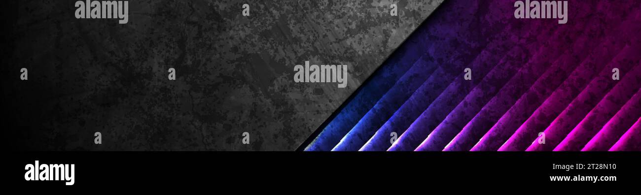 Grunge retro abstract background with blue purple neon laser lines ...