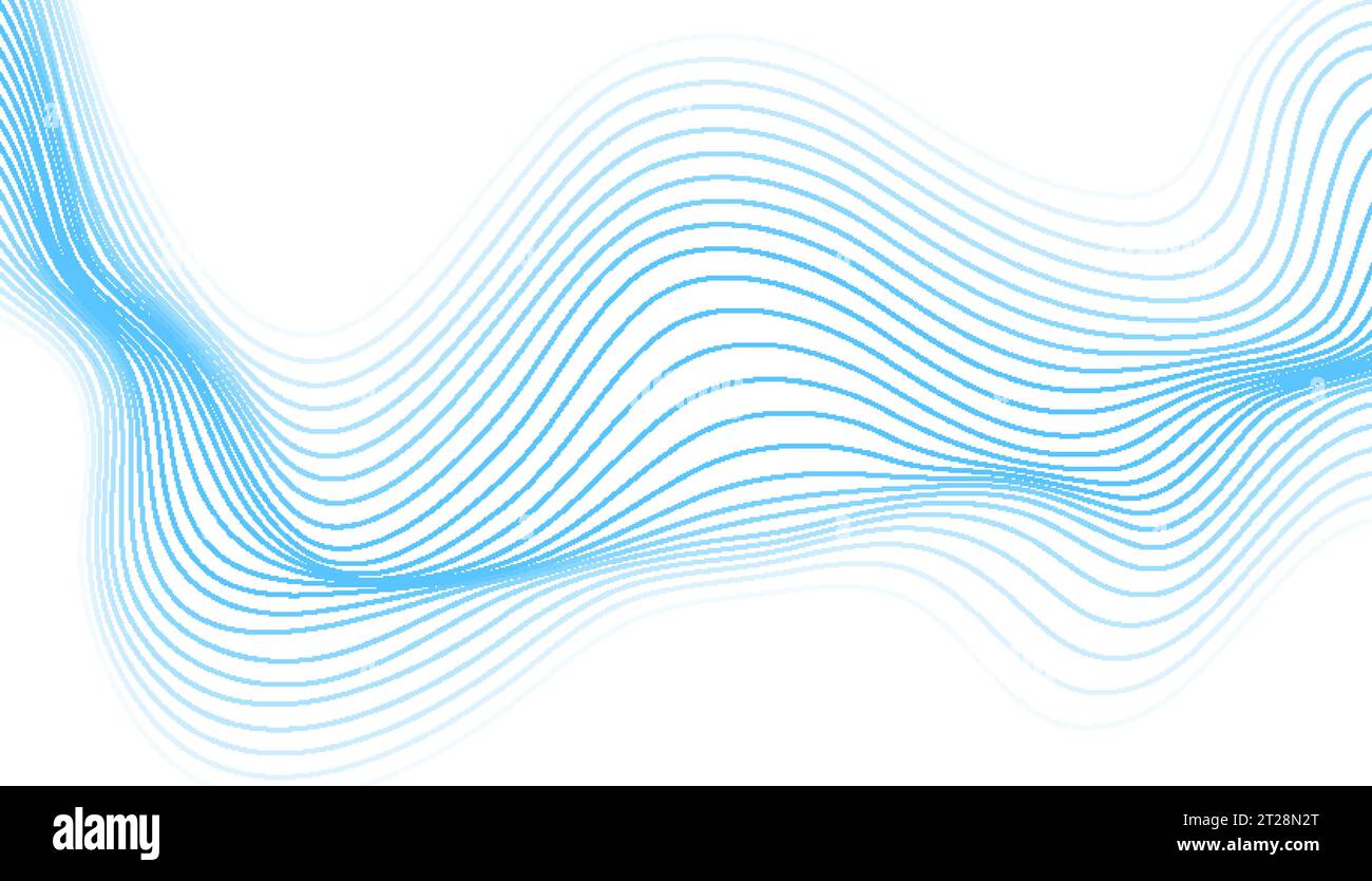 Abstract blue curved wavy lines tech futuristic vector background Stock Vector