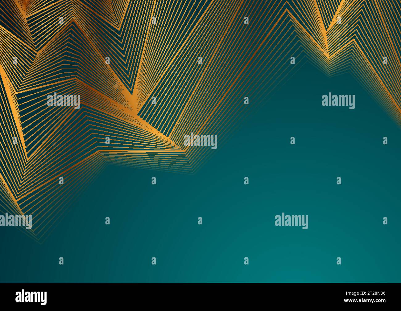 Turquoise abstract background with golden curved lines pattern. Art ...