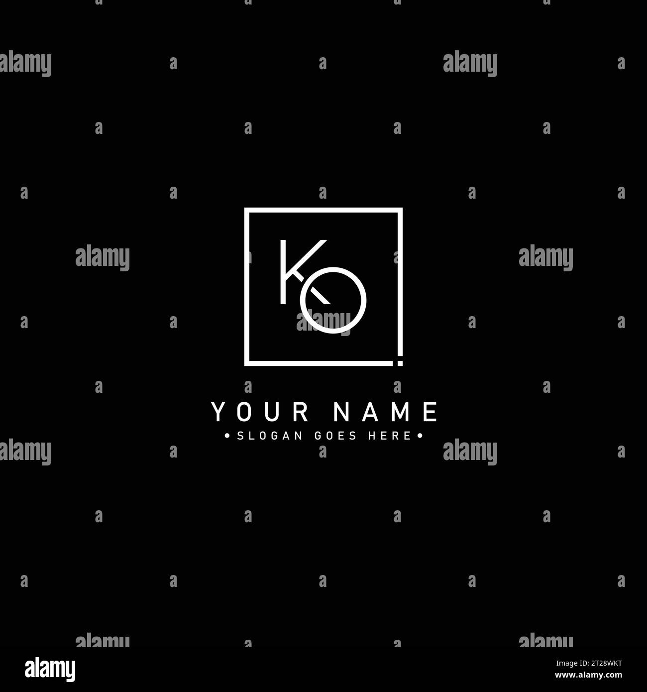 KO Vector Logo Template - Simple Icon for Initial Letter K and O Monogram Stock Vector