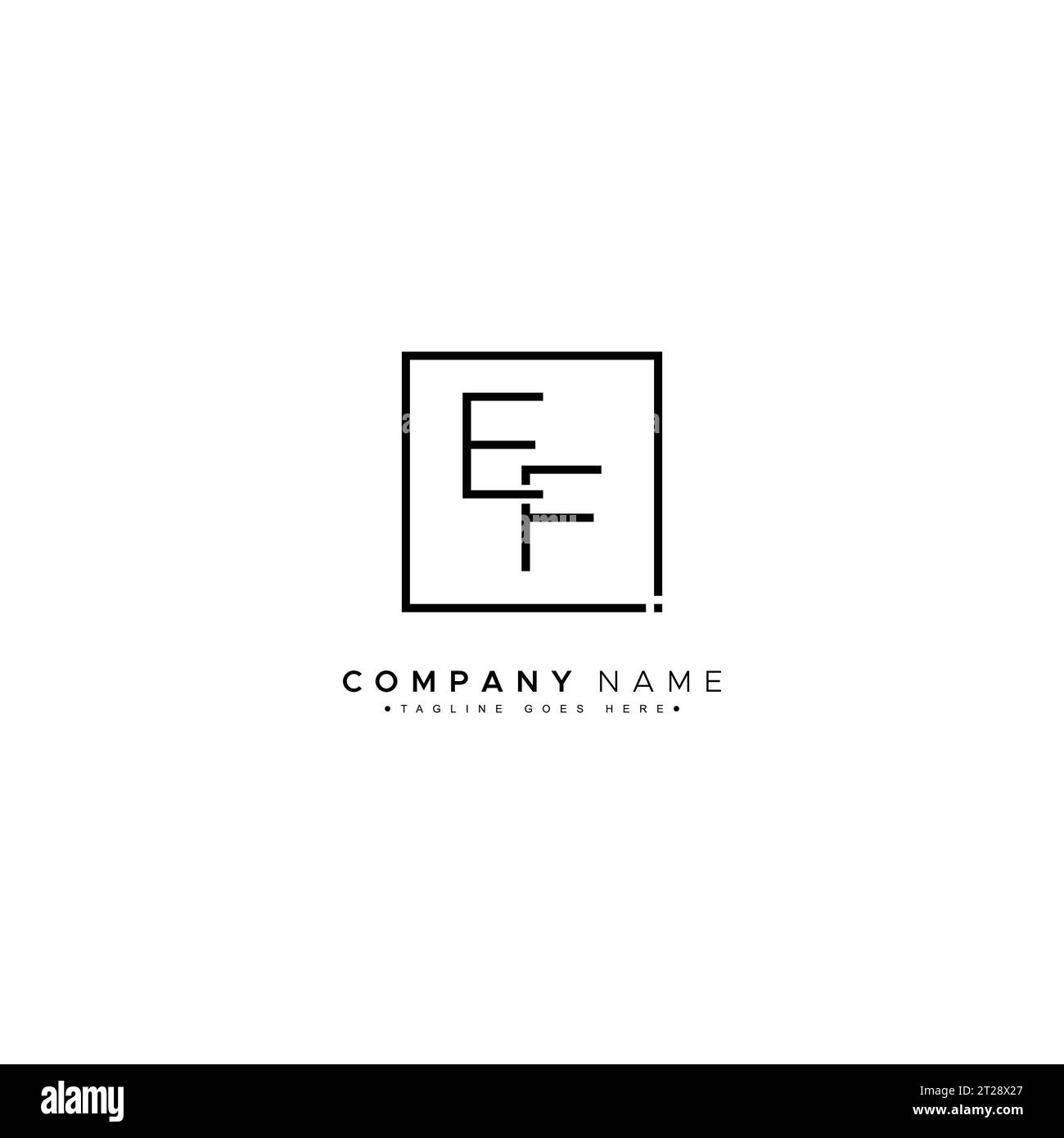 EF Vector Logo Template - Simple Icon for Initial Letter E and F Monogram Stock Vector