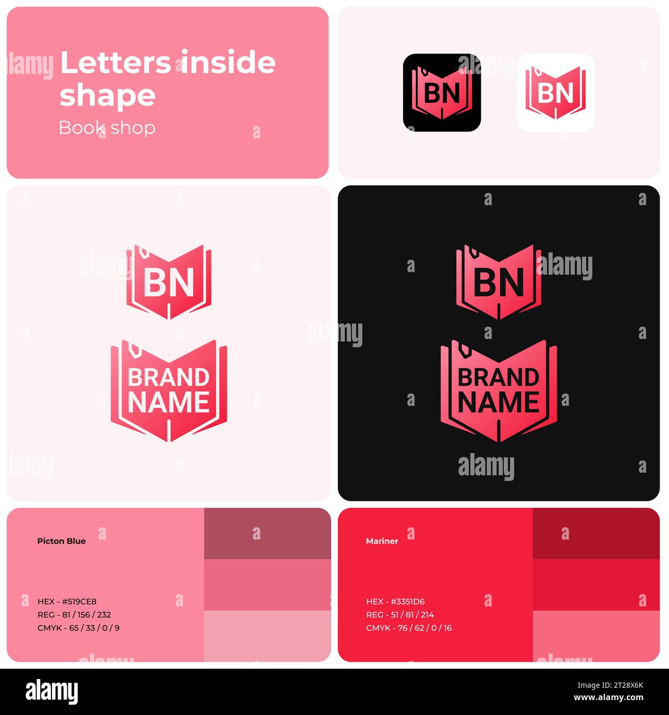 Template with thin line creative logo for book shop Stock Vector