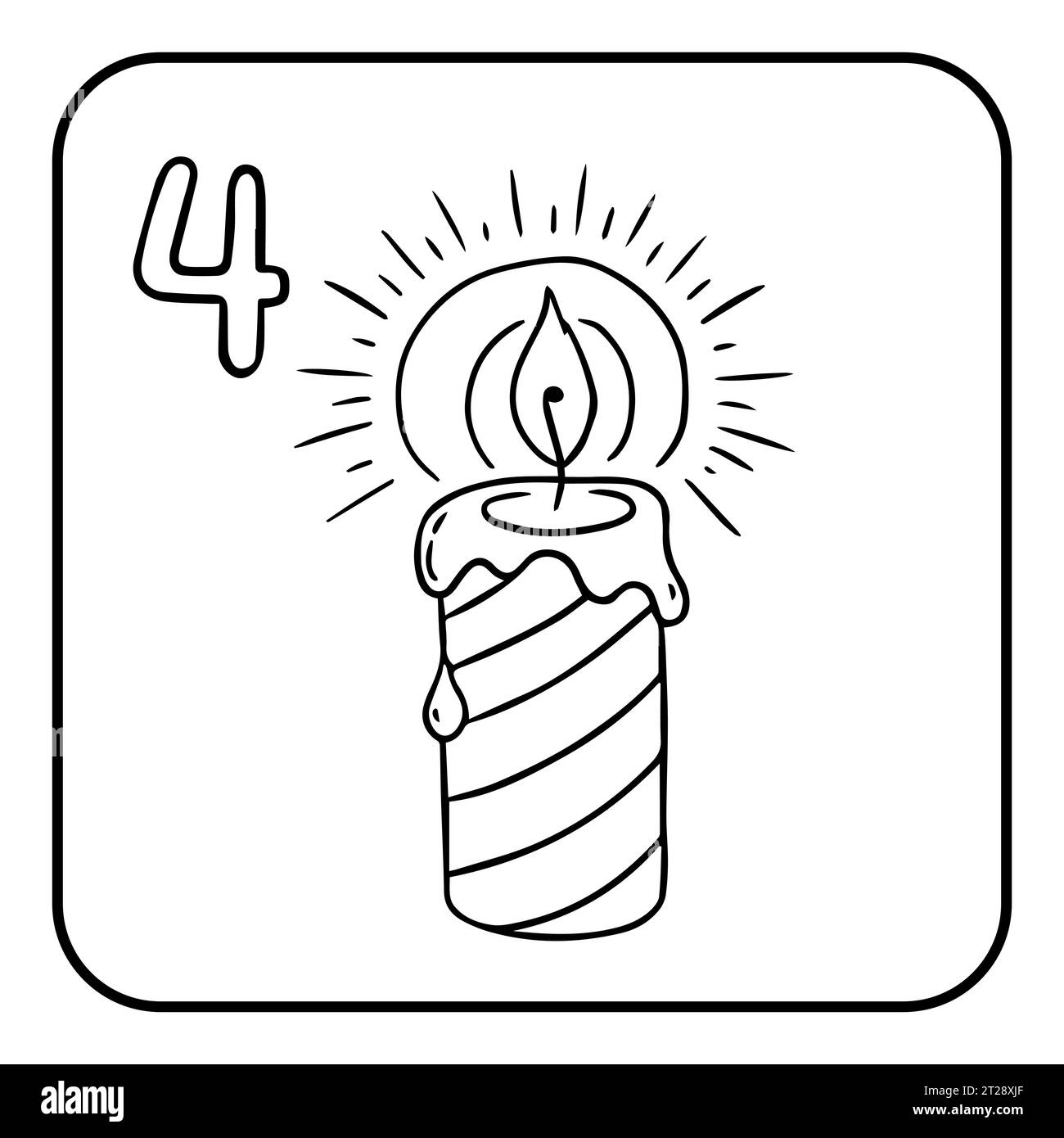 Xmas coloring advent calendar. Hand drawn vector logo burning candle