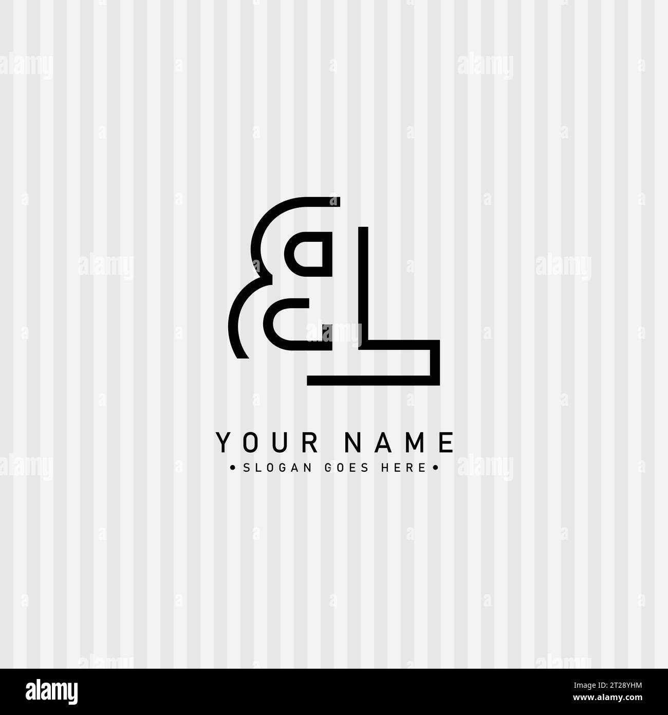 Creative Monogram for Initial Letter BL Logo - Minimal Vector Logo Template for alphabet B & L Stock Vector