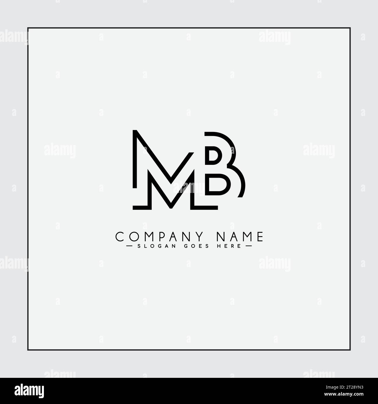MB Minimal Vector Logo - Simple Business Logo for Monogram M and B Stock Vector