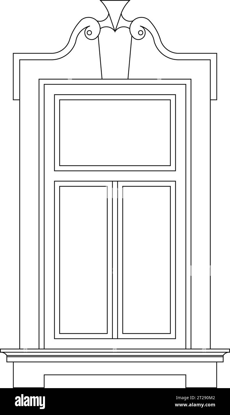 Historical Decorative Window, Europe around 1900, Architectural Drawing Stock Vector