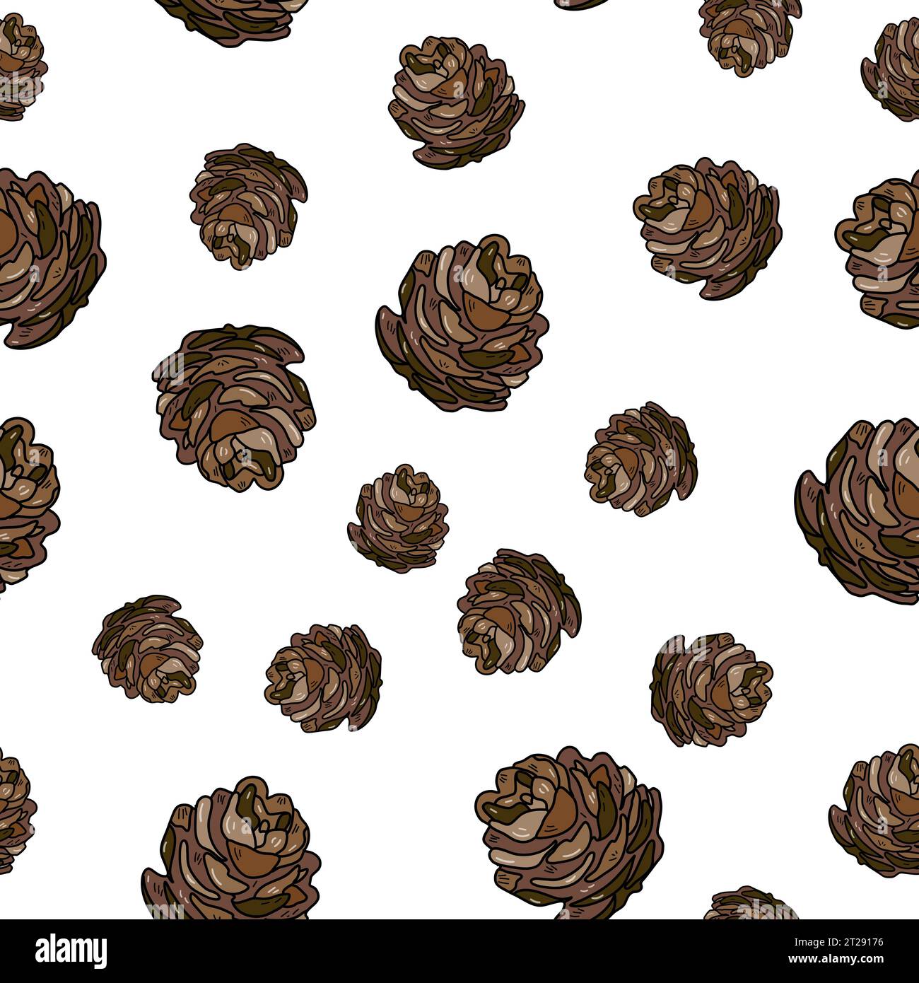 Pine cone seamless pattern. Botanical hand drawn vector background ...
