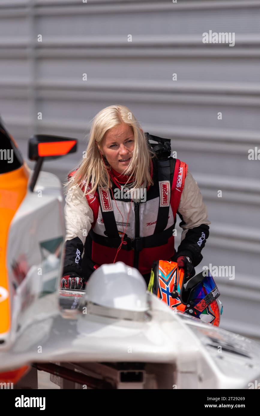 Marit Stromoy female driver for Emirates Racing Team pushing her boat ...
