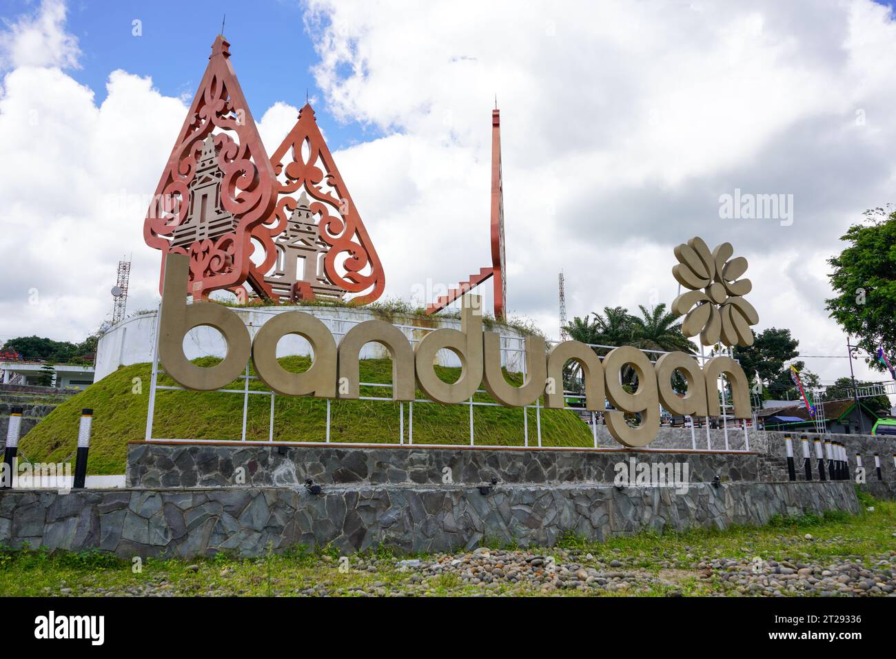 The city center of the town square of Bandungan which is a mountain tourist spot with many hotels, villas, inns and also fresh fruit and vegetable. Stock Photo