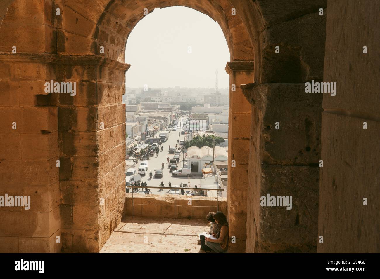 Busy Tunisian Streets - View from El Jem Stock Photo - Alamy