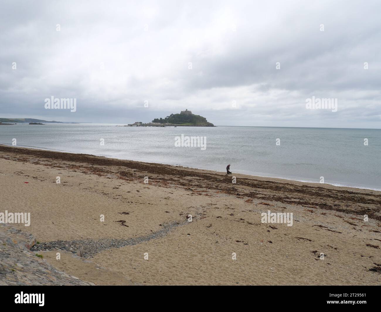 View from the beach to Saint Michael's Mount in Cornwall England Stock Photo
