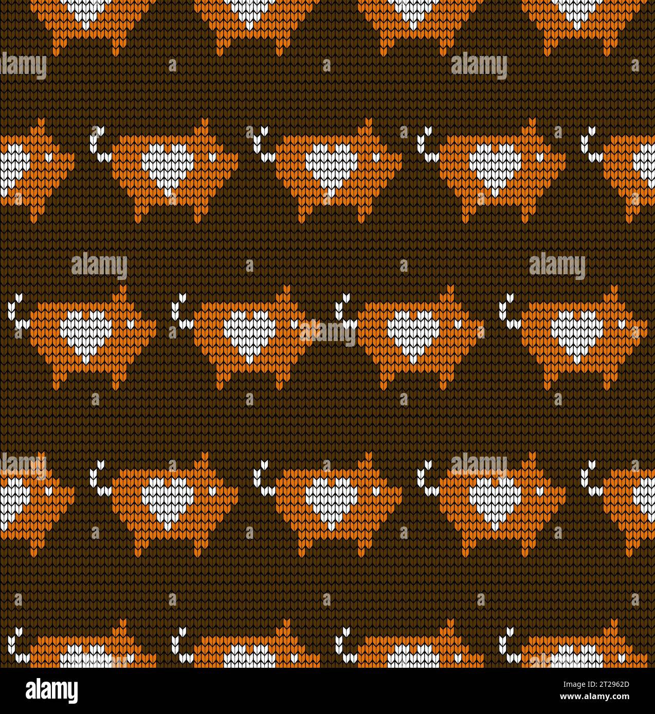Seamless woolen knitted Christmas pattern with pigs and lanterns Stock Vector