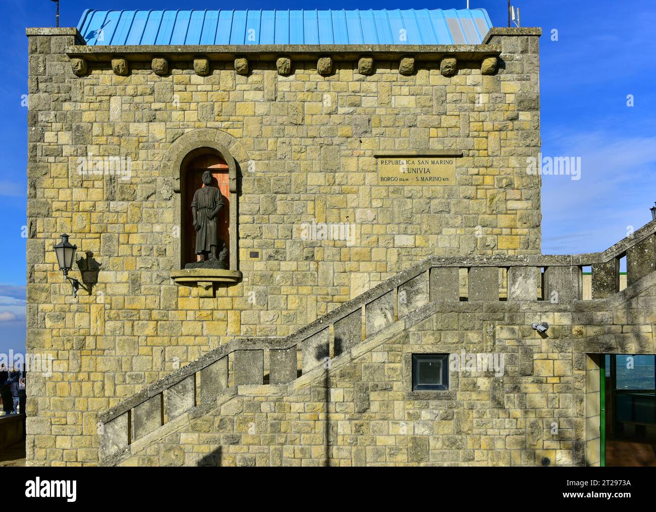 Cable car tower inaugurated in 1959 in borgo maggiore san marino the