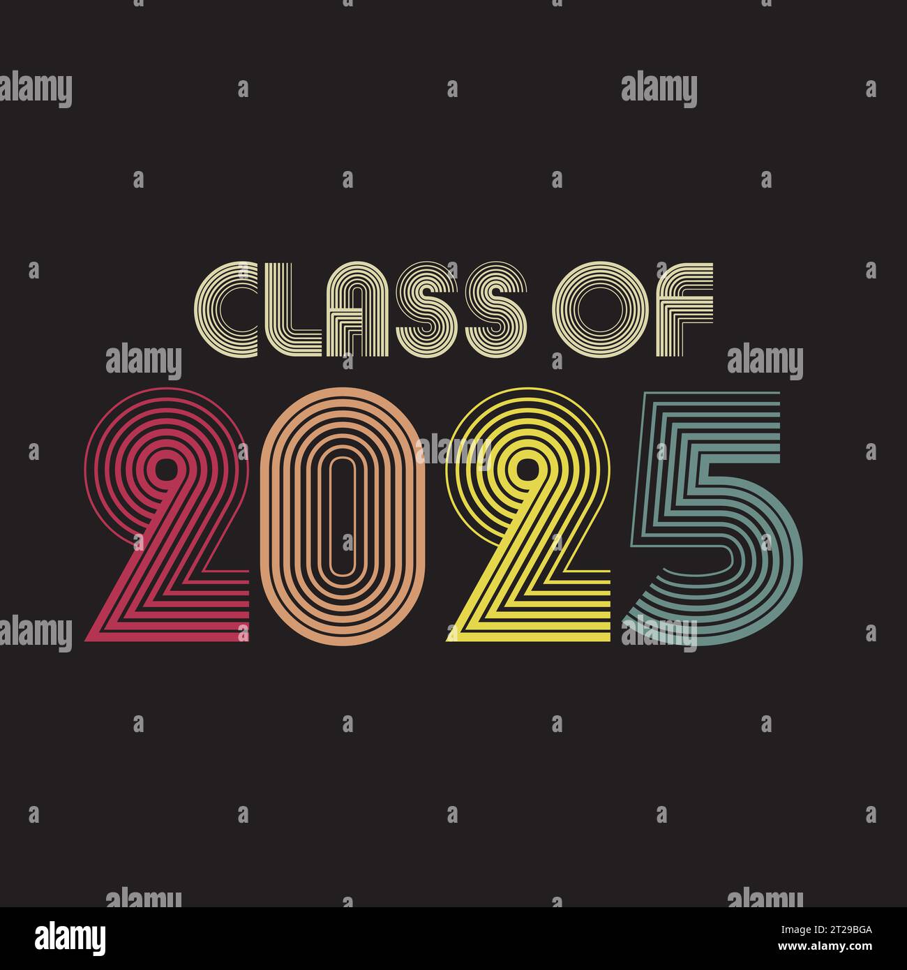 Class of 2025. vintage style Lettering Vector illustration Stock Vector