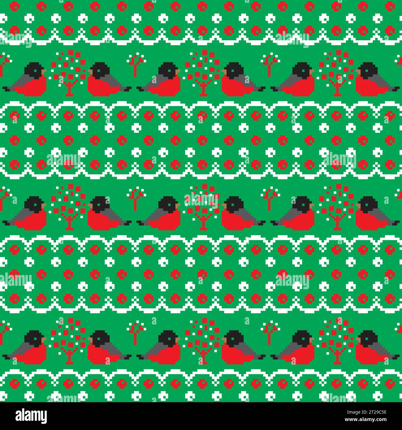 New Year's Christmas pattern pixel Stock Vector