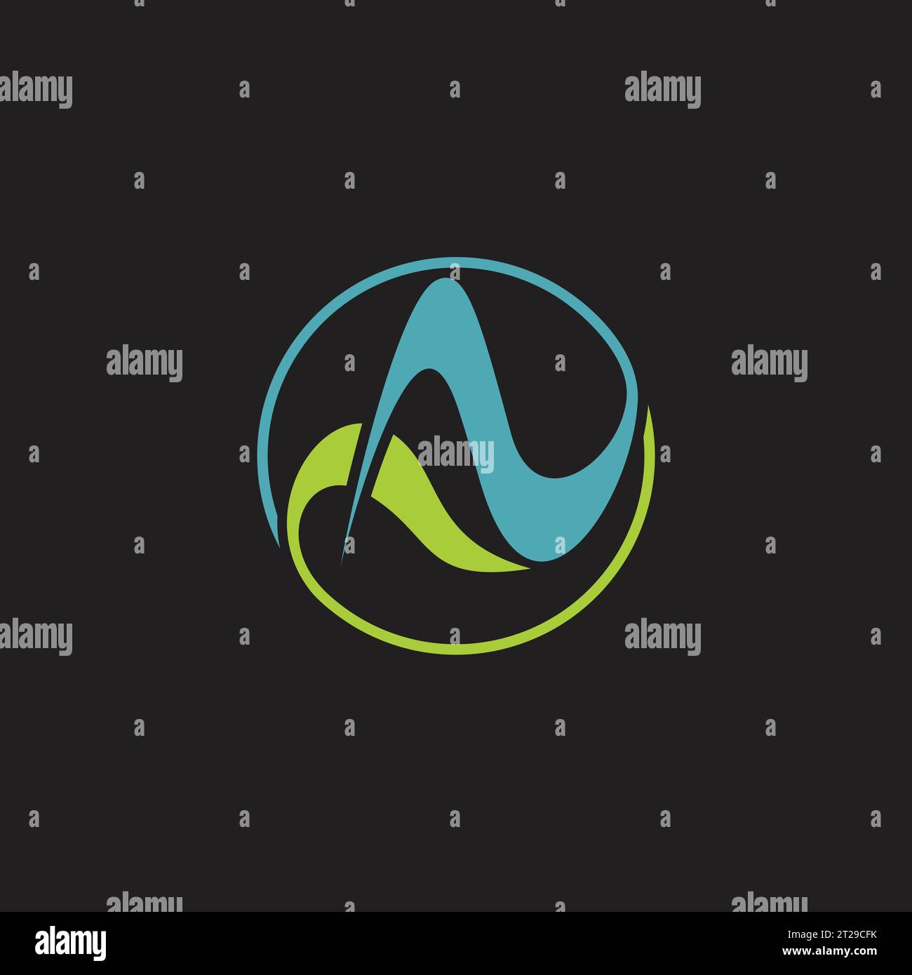 letter n blue water leaf abstract logo vector Stock Vector