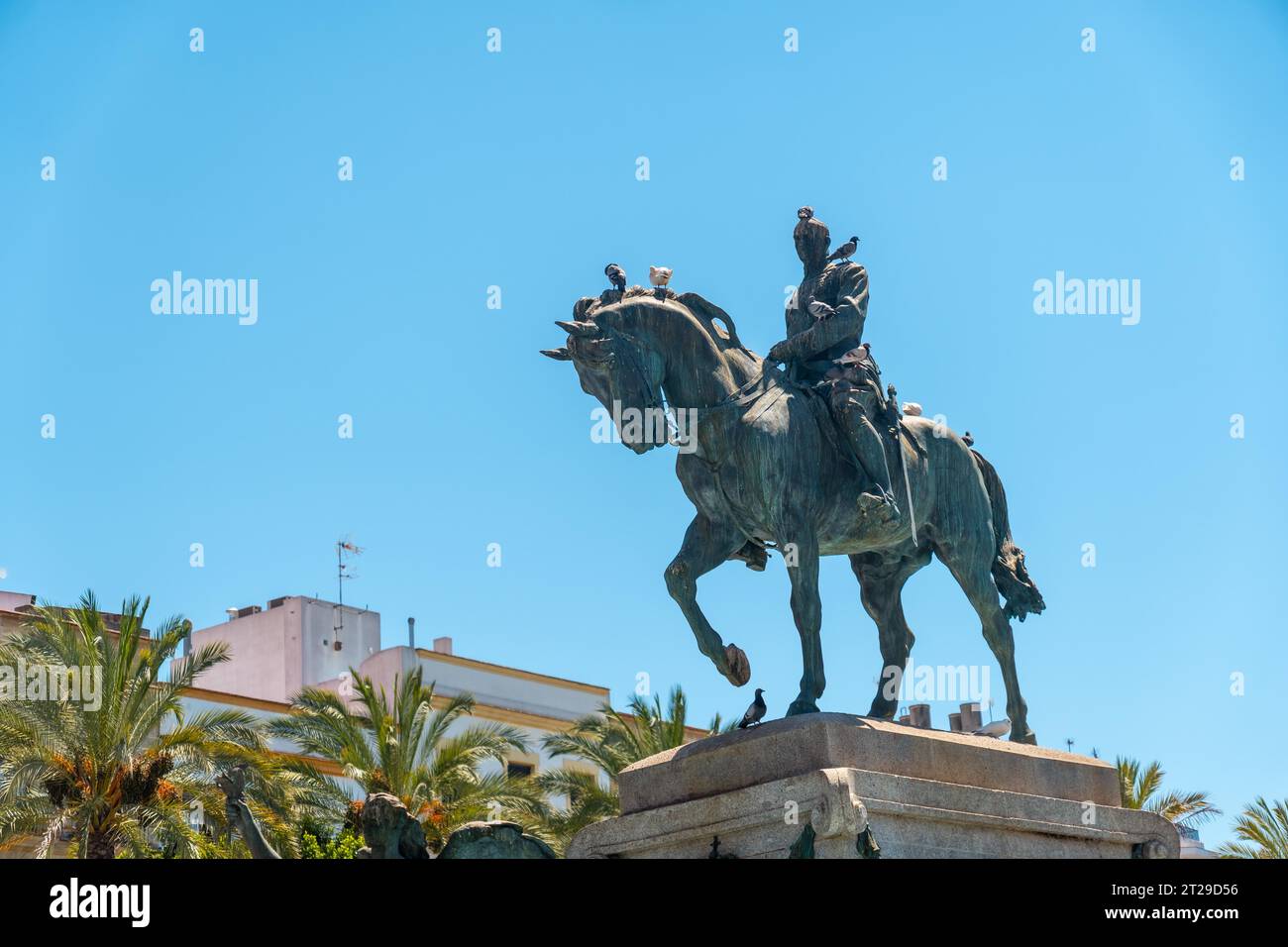 Horse sculpture in the plaza del arenal in the town of Jerez de la Frontera in Cadiz, Andalusia Stock Photo