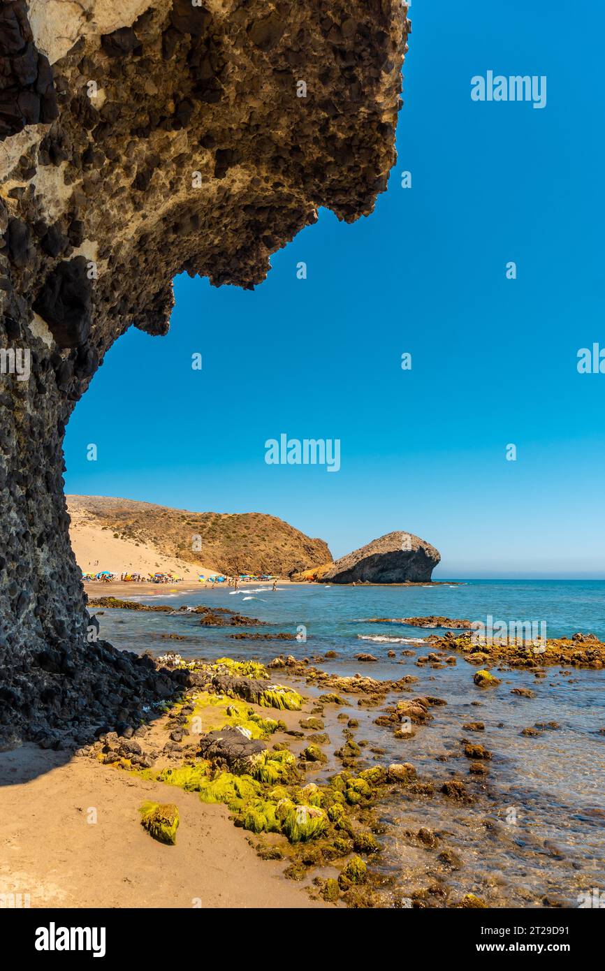 The Monsul beach of the Cabo de Gata Natural Park, created with eroded lava formations in the municipality of San Jose, Almeria. Spain Stock Photo