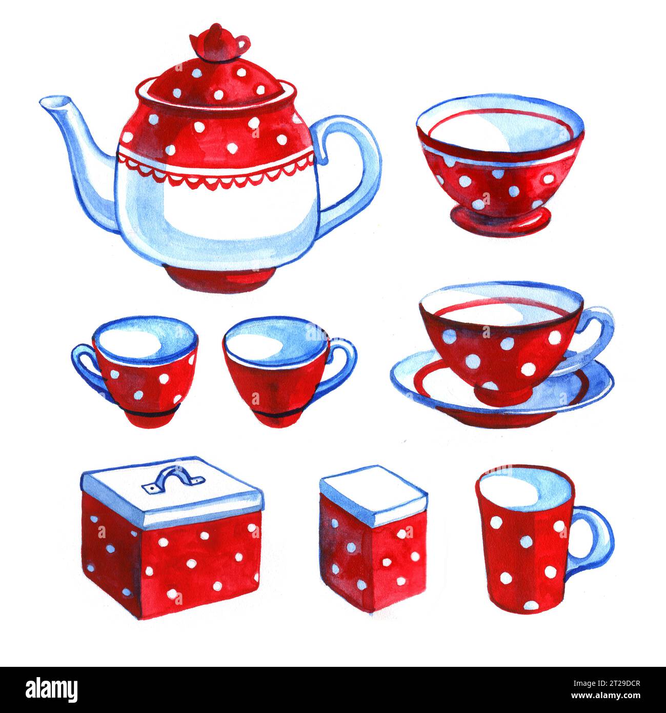 Set of tea collection in vintage style Stock Photo Alamy