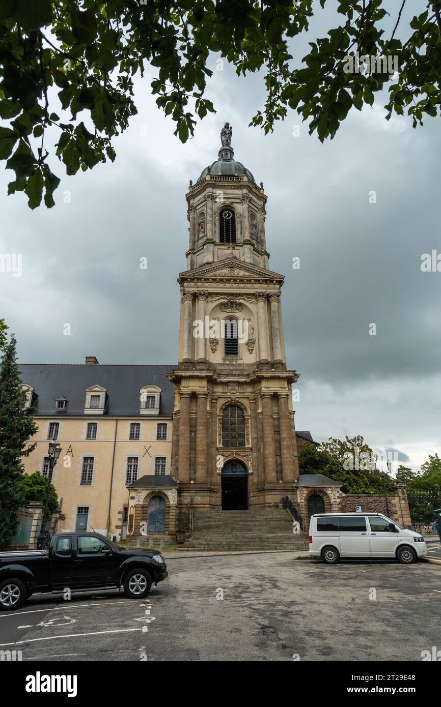 Church tower of Saint-Melaine Church in Rennes. Capital of the province ...