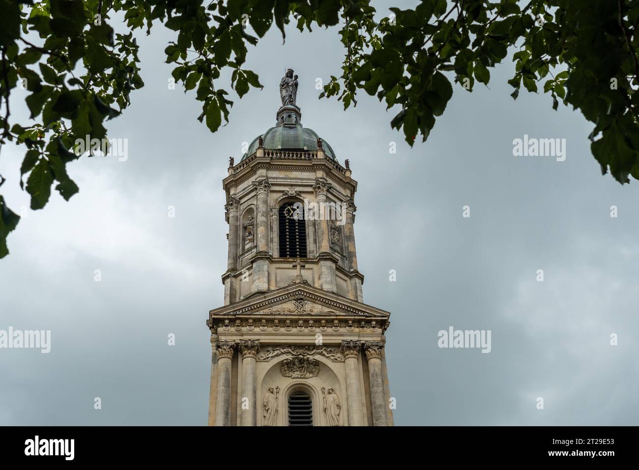 Church tower of Saint-Melaine Church in Rennes. Capital of the province ...