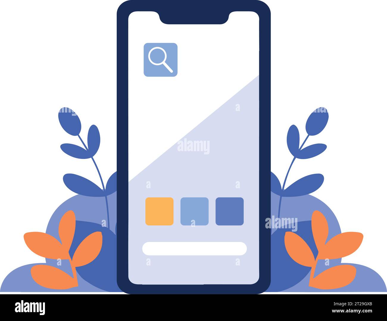 Smartphone concept in UX UI flat style isolated on background Stock Vector