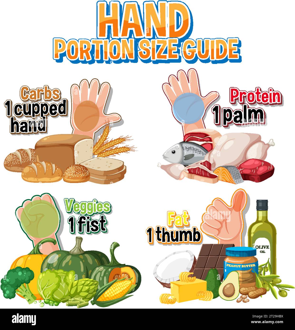 Comparing food amounts using hand portion sizes for a healthy diet