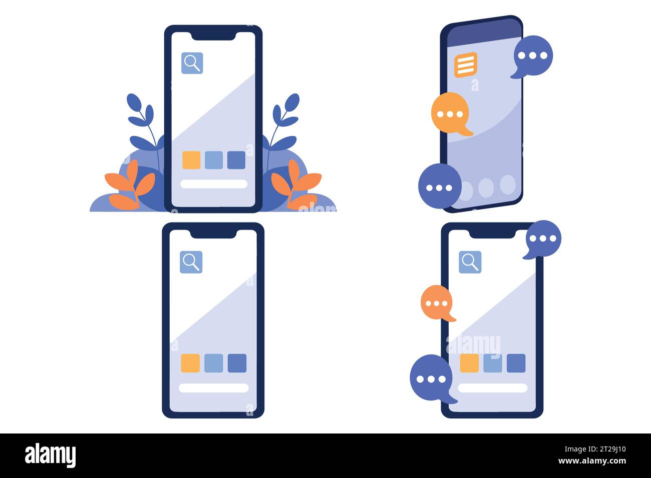 Smartphone concept in UX UI flat style isolated on background Stock Vector