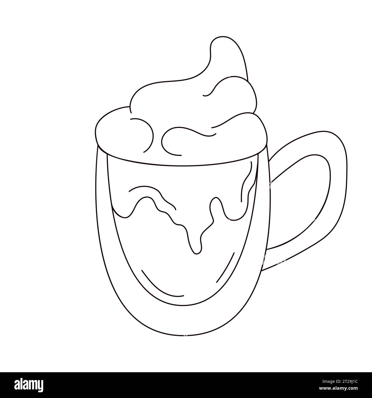 Coffee in line art style. Glass cup with coffee. Vector illustration ...