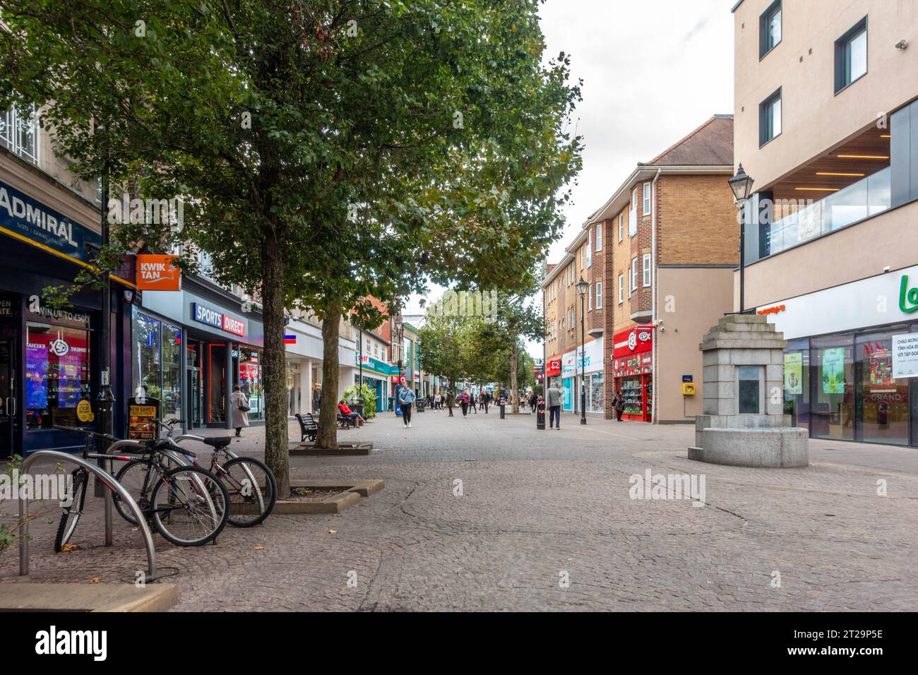 A view along The High Street in Staines-upon-Thames in Surry, UK Stock Photo