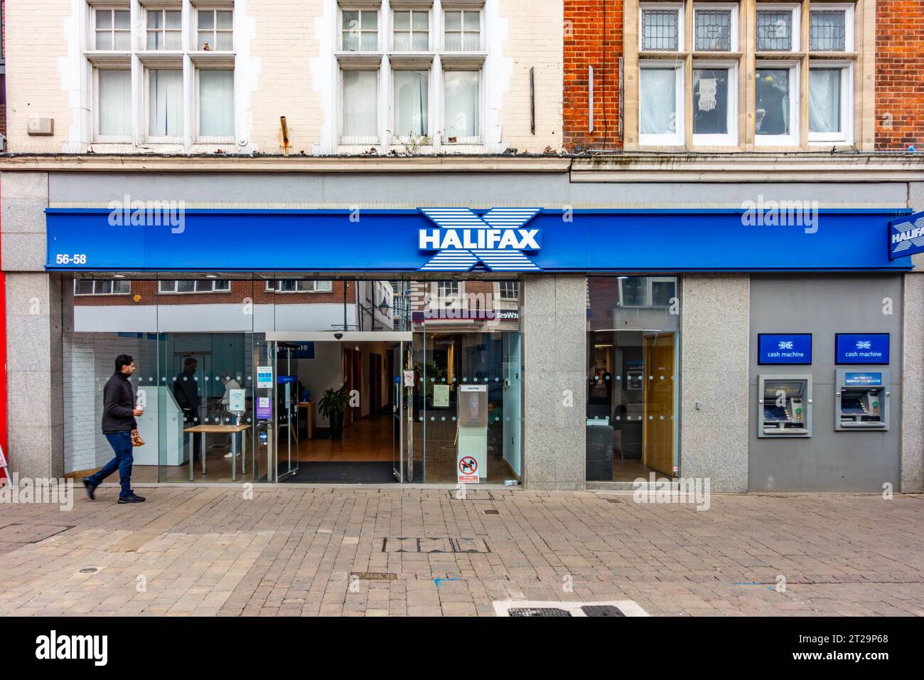 Exterior view of a branch of Halifax bank on The High Street at Staines