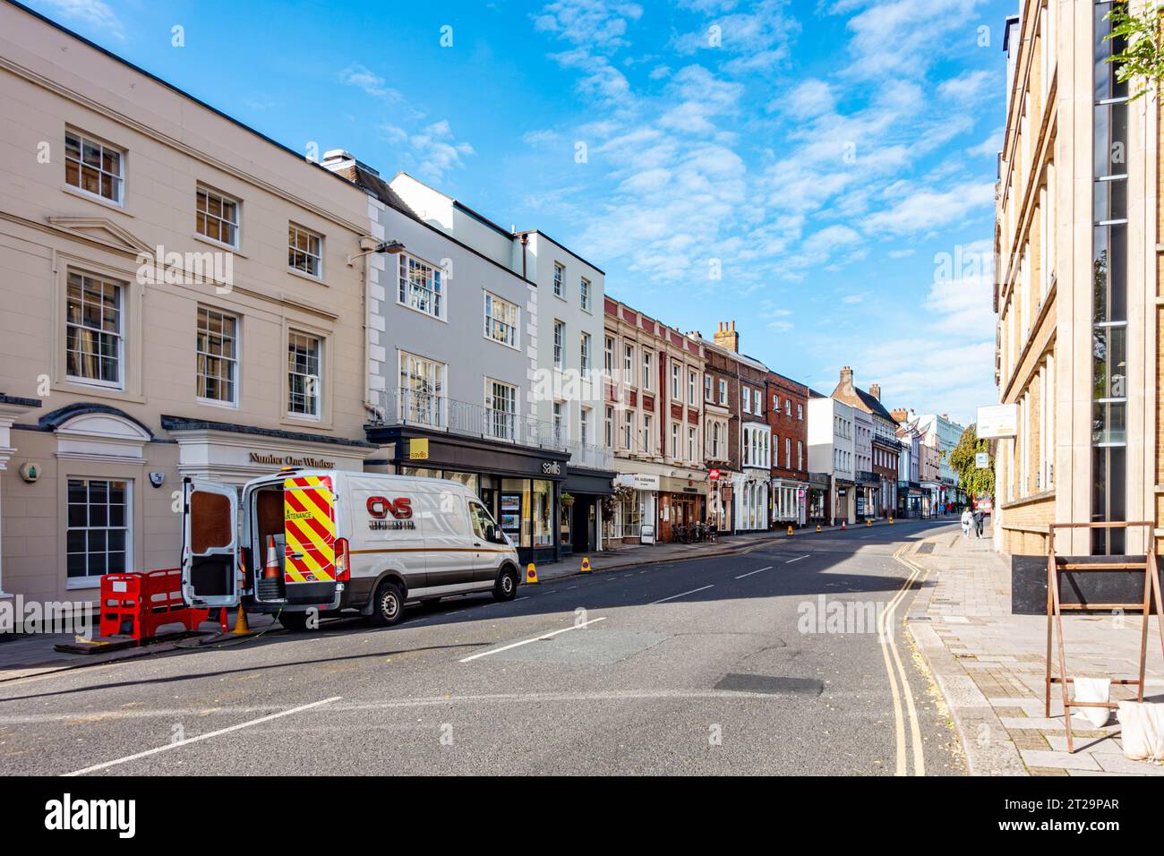 A view down The High Street in Windsor, Berkshire, UK Stock Photo