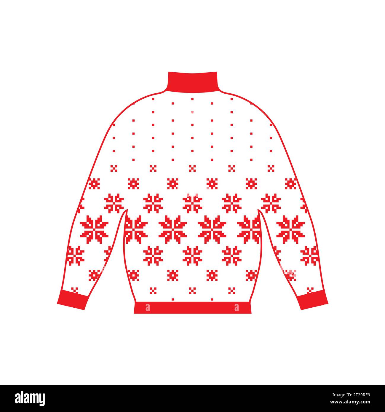 Winter warm sweater handmade, svitshot, jumper for knit, red color. Women's sweaters, men's sweater, unisex sweater. Design - snowflakes, Christmas, N Stock Vector