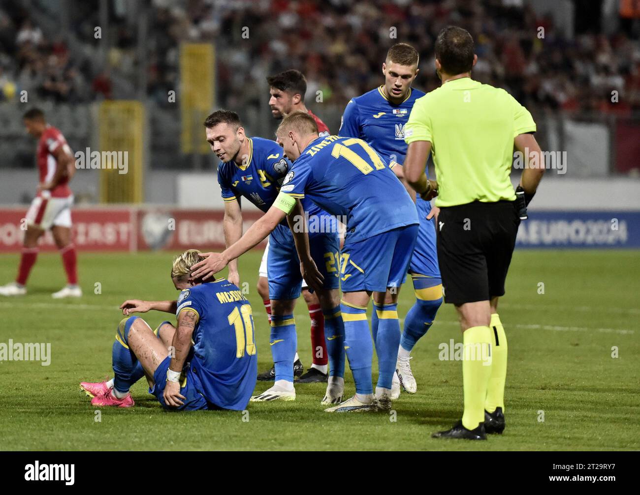 TA' QALI, MALTA OCTOBER 17, 2023 Players of Ukraine stand by